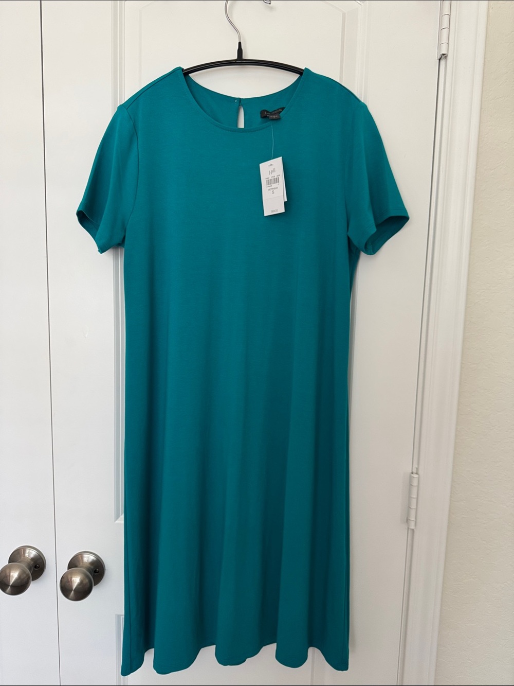J. Jill Teal Short-Sleeve Midi A-Line Dress